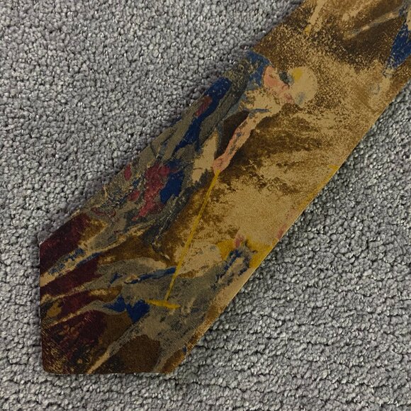 Vintage Polo Ralph Lauren Tie Necktie Silk Equestrian Made in USA Impressionism - Picture 2 of 10